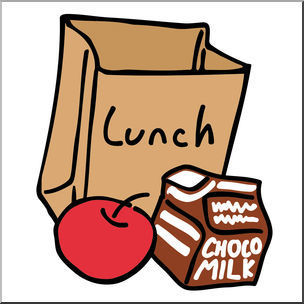 Lunch bag with apple and chocolate milk