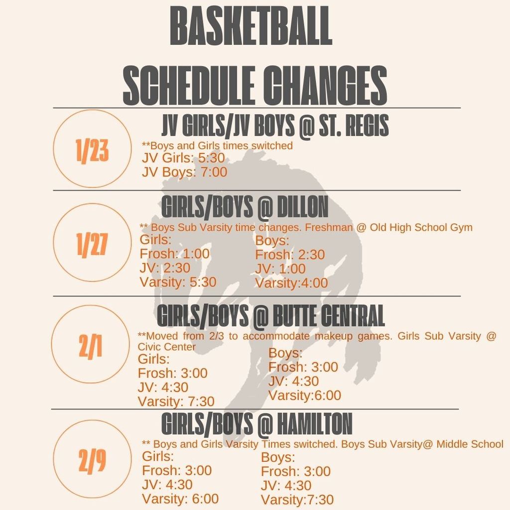 BB Schedule changes